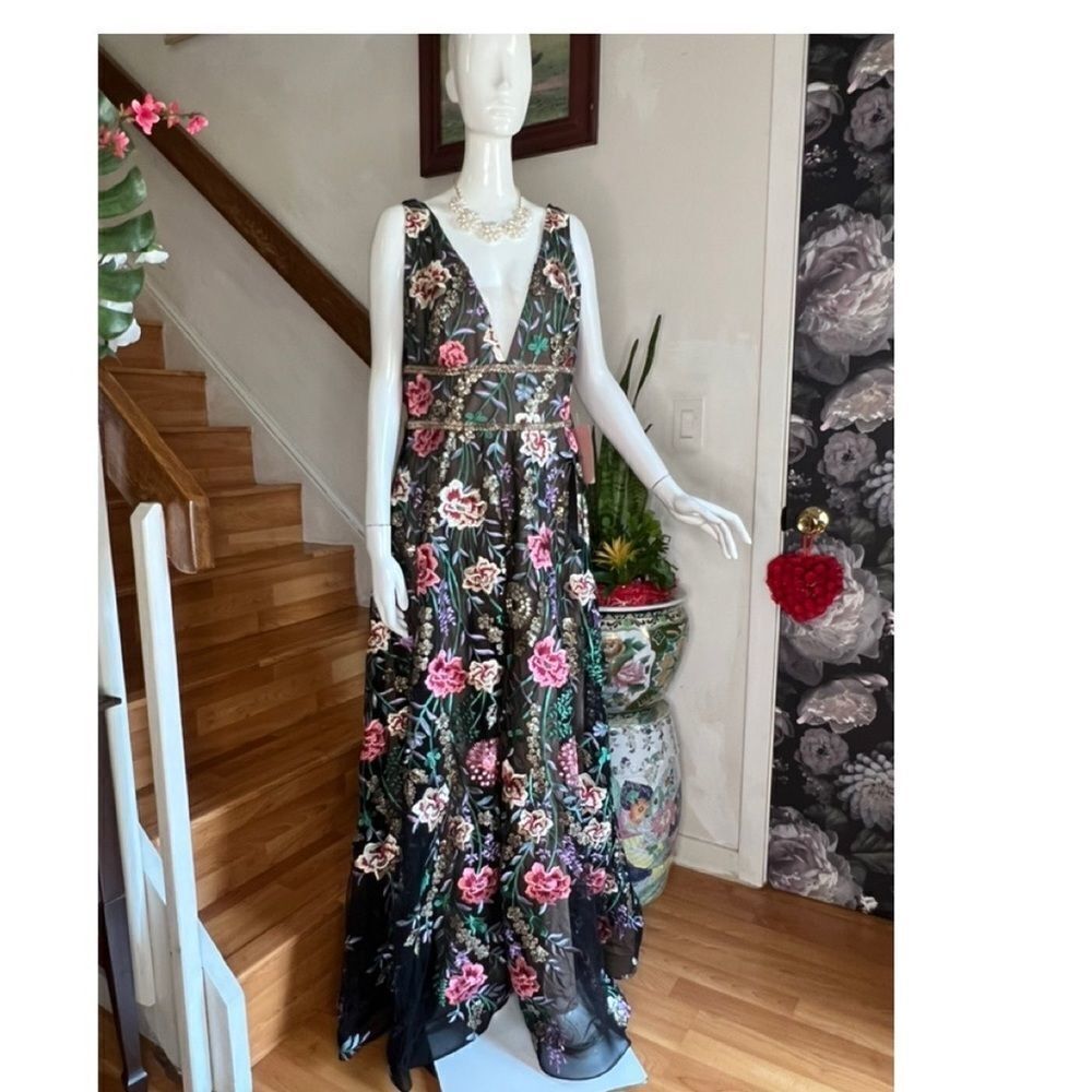 BHLDN Black Floral Embroidered Maxi Dress - Picture 4 of 7